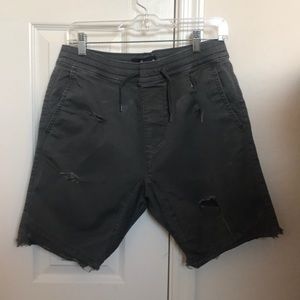 RIPPED GRAY HOLLISTER SHORTS